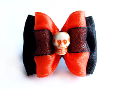 Schleife ``ORANGE SKULL``Rockabilly Collektion