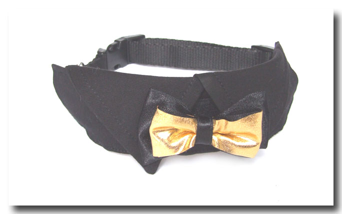 Hundefliege mit Kragen und Halsband BLACK CLASSIC