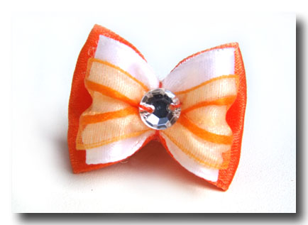 Schleife Exclusive``BIG ORANGE -WHITE STRASS``