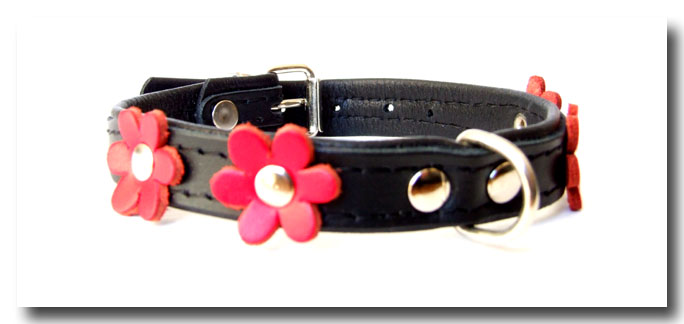 Lederhalsband FLOWER Gr.3 RESTPOSTEN