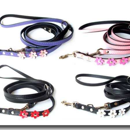Lederleine FLOWER verstellbar ca 2 m Lang für kleine Hunde
