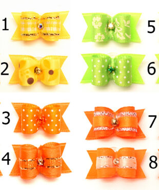 2 Stück ORANGE,GRÜN,GELB MINI Schleifen für Malteser