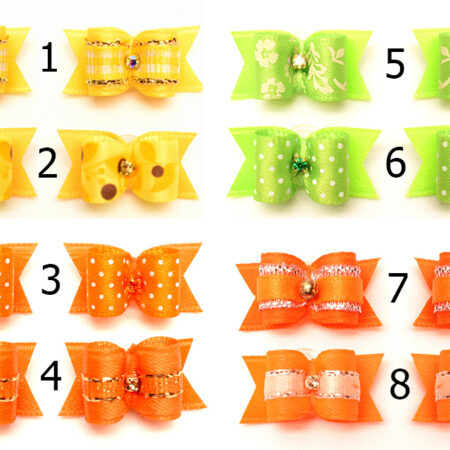 2 Stück ORANGE,GRÜN,GELB MINI Schleifen für Malteser