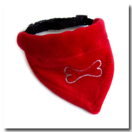 2 in 1 Hundehalstuch/Halsband BONE RED