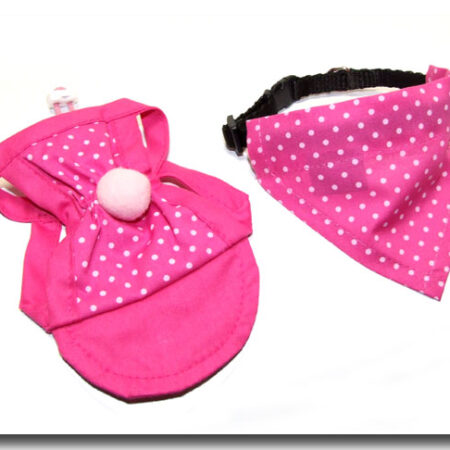 Cappy + Halstuch  SET PINK DOTS für Hunde