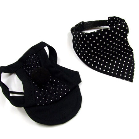 Hunde Mütze Cappy + Halstuch  SET BLACK DOTS für Hunde