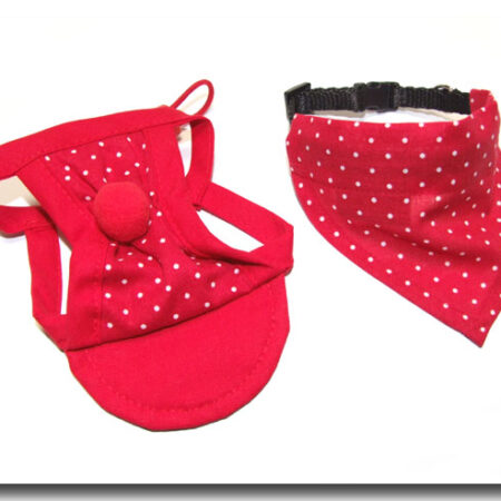 Cappy + Halstuch  SET RED DOTS für Hunde