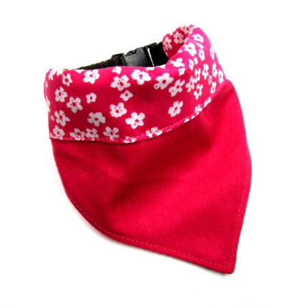 3 in 1 Hundehalstuch / Halsband doppelt genäht PINK FLOWERS