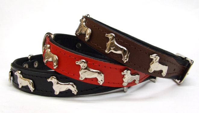 Lederhalsband "Dackel" 45 cm lang
