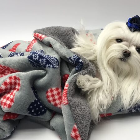 3 in 1 Handtuch, Schlafsack, Decke HEART BLUE-RED-GREY Gr.2