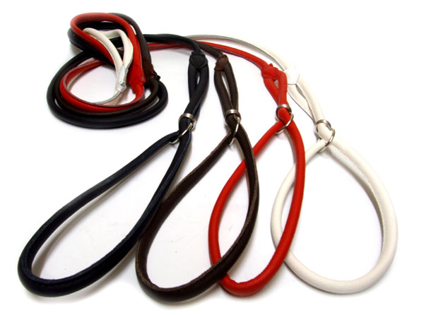 Rundleder-Vorführleine, Showleine aus softem Rindsleder  8mm