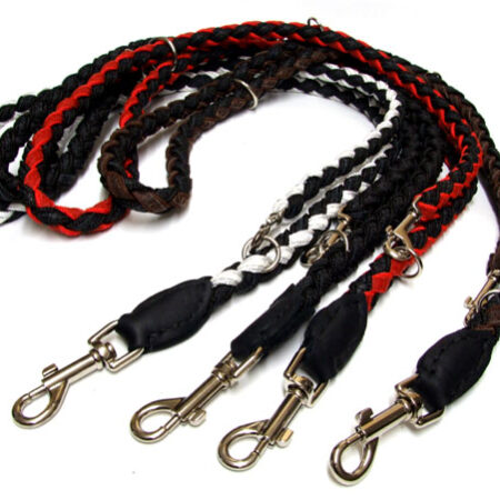 Rundleine Leder-Nylon geflochten,3-fach verstellbar 16mm