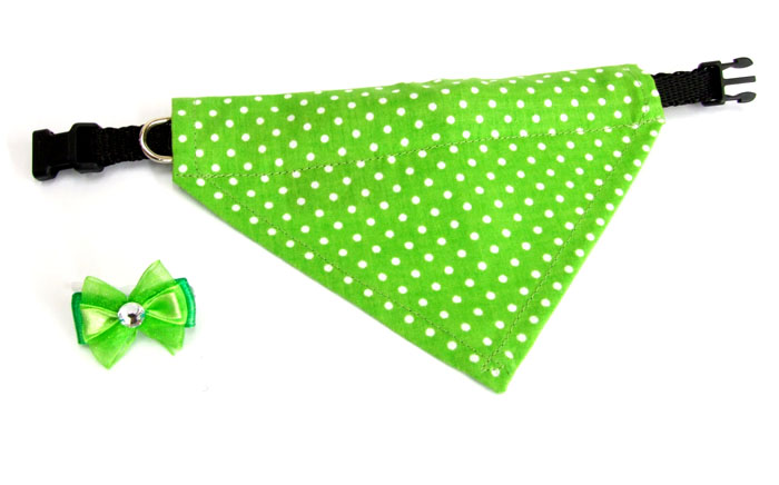 2 in 1 Hundehalstuch DOTS GREEN + Schleife