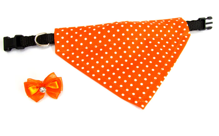 2 in 1 Hundehalstuch DOTS ORANGE + Schleife
