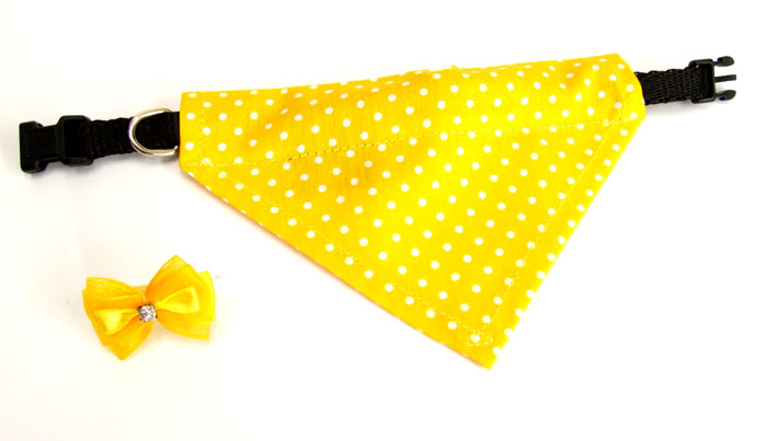2 in 1 Hundehalstuch DOTS YELLOW + Schleife