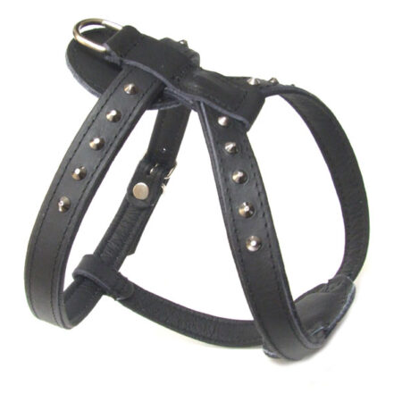 De Luxe 2 Hunde Leder-NIETEN-Geschirr  verstellbar 55-62cm