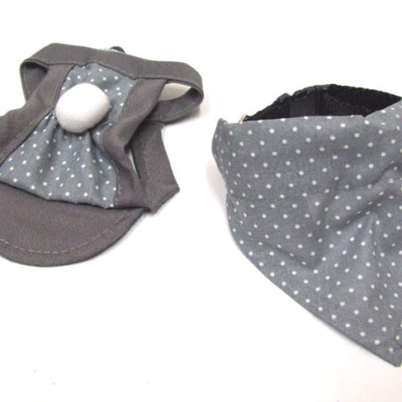 Hunde Mütze,Cappy + Halstuch  GREY DOTS für Hunde