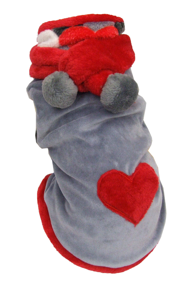 Hundepulli BIG HEART GREY/RED RESTPOSTEN