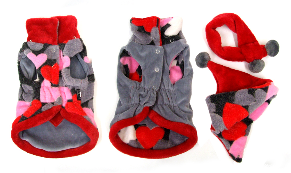 Hundepulli BIG HEART GREY/RED RESTPOSTEN