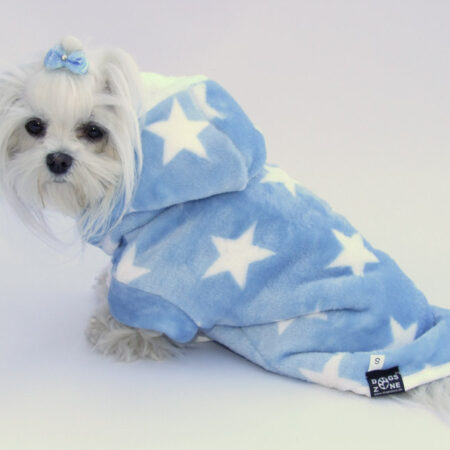 Doppelseitiger Bademantel für Hunde BLUE STERNCHEN