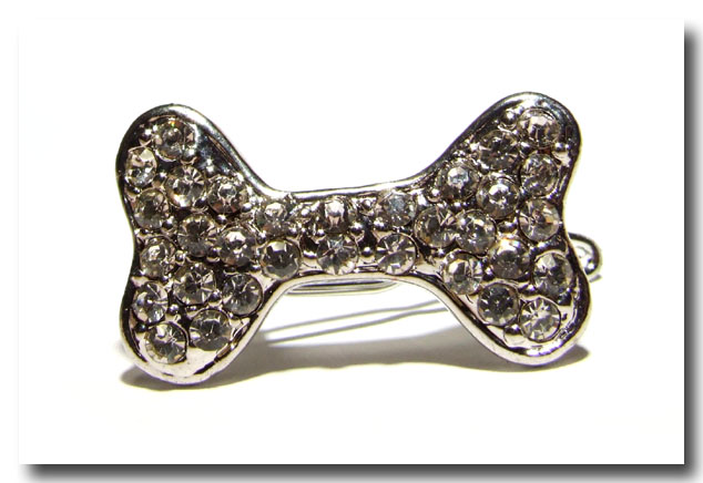 Spange``BONE``Natur mit Strasssteinen