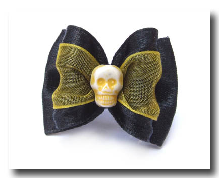 Schleife ``LIGHT YELLOW SKULL``Rockabilly Collektion