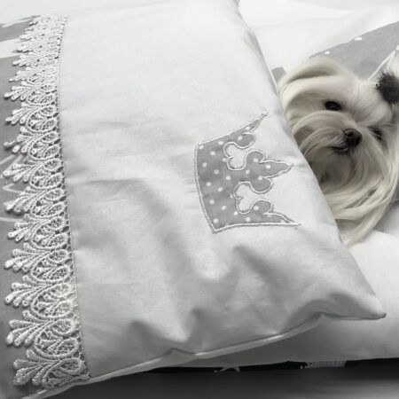 Bettdecke mit Kissen KRONE GRAU