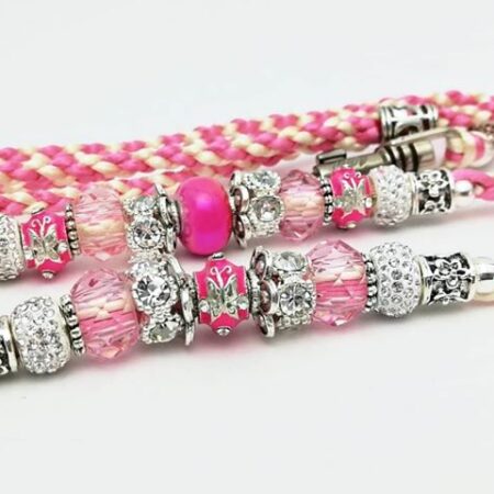 De Luxe Vorführleine,Ausstellungsleine 4mm mit Karabinerhaken Pink