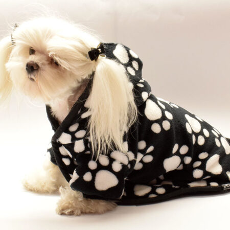 Doppelseitiger Bademantel für Hunde BLACK & WHITE PAW