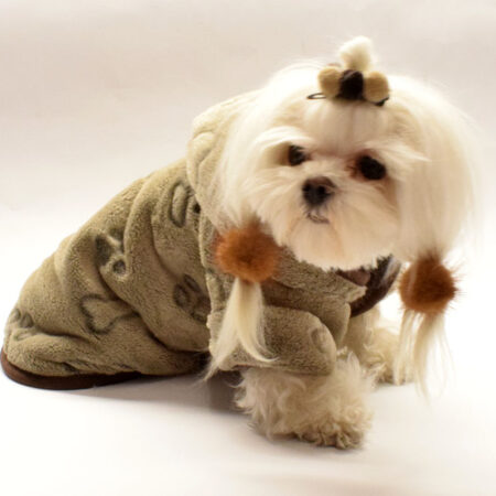 Doppelseitiger Bademantel für Hunde KNOCHEN BRAUN