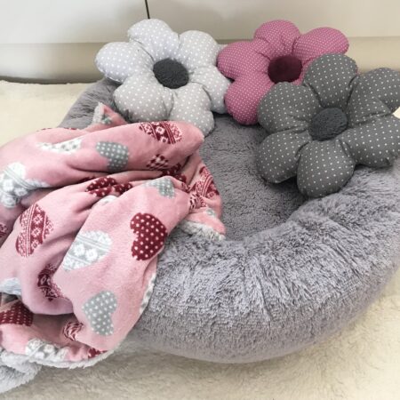 Hundebett DOGSZONE DONUT  Hellgrau kuschelig