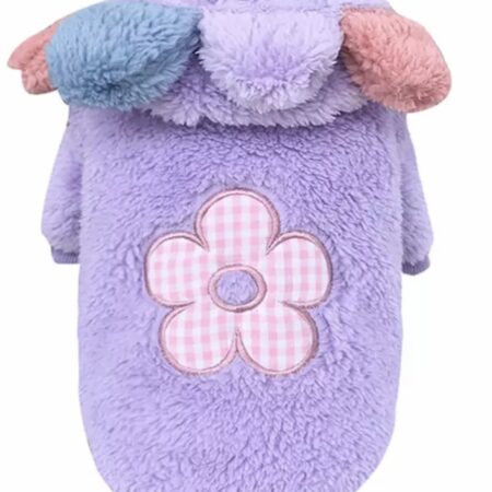 Hundepullover Jogger Teddyplüsch Pullover BIG FLOWER PURPLE