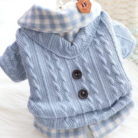 Hundepullover Sehr Dick und warm  für Hunde KARO BLAU