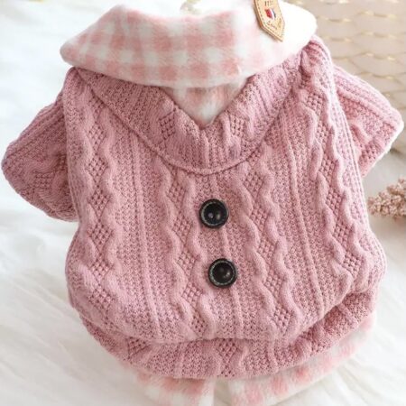 Hundepullover Sehr Dick und warm  für Hunde KARO ROSA