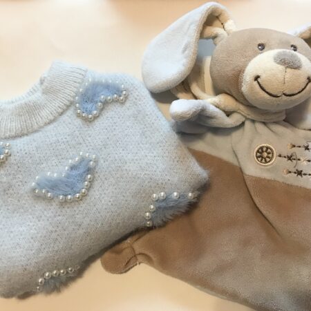 Hundepullover mit Perlen für Hunde HEART Blue