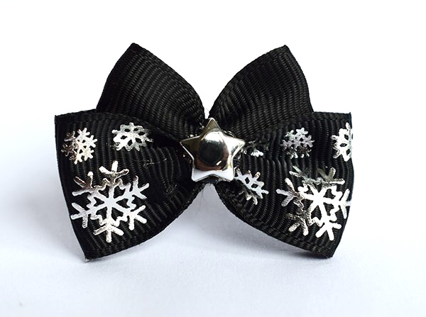 Hundeschleife Weihnachten Schwarz Silber