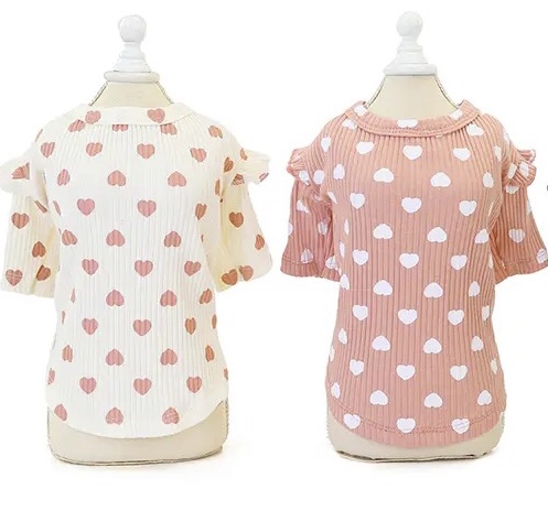 Hundeshirt T-Shirt Creme mit Herzen CAROLINE