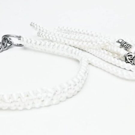 KETTE WEISS Vorführleine,Ausstellungsleine mit Halsband und Leine 4 mm