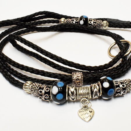 LOVELY DOTS  BLUE Showleine,Vorführleine,Ausstellungsleine 5mm