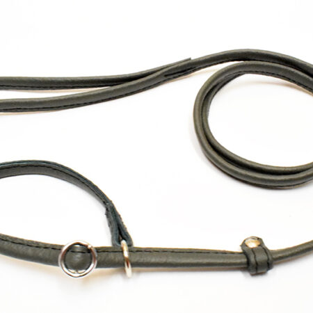 Rundleder Agility- Retrieverleine aus Rindsleder  Grau 5mm
