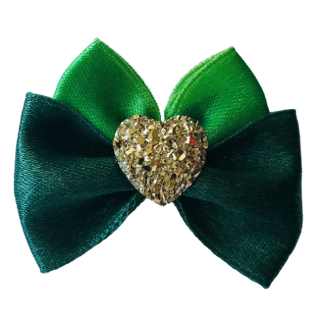 Schleife ,Spange GOLD HEART GREEN