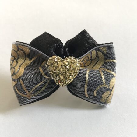 Schleife ,Spange GOLD HEART GREY