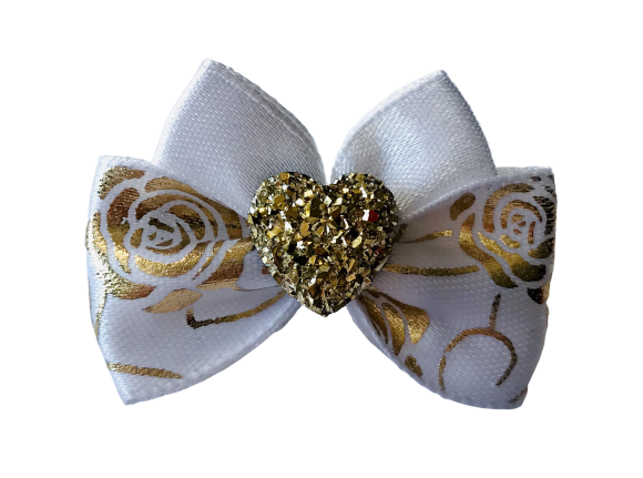 Schleife ,Spange GOLD HEART WHITE