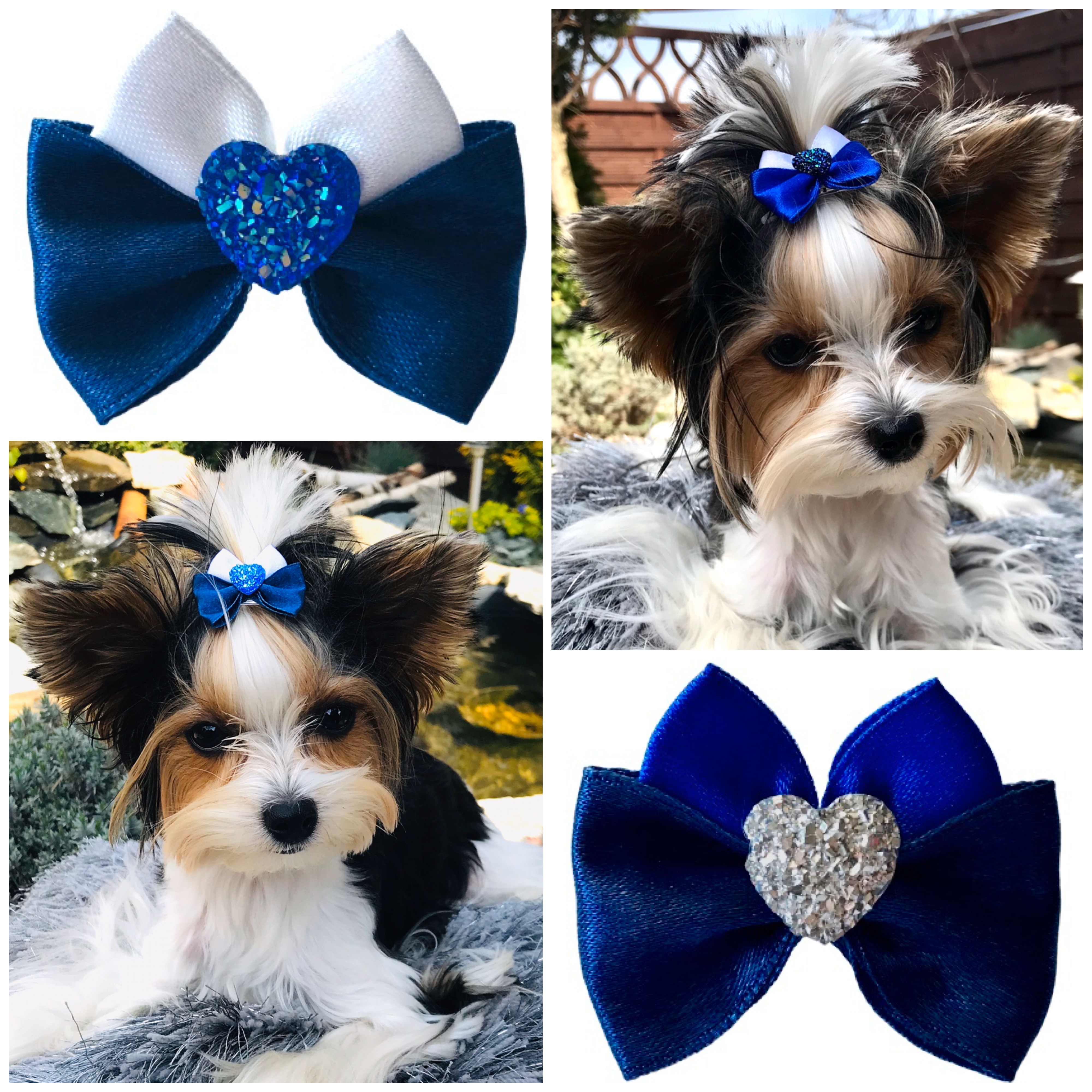 Schleife ,Spange SILVER HEART BLUE-BLACK