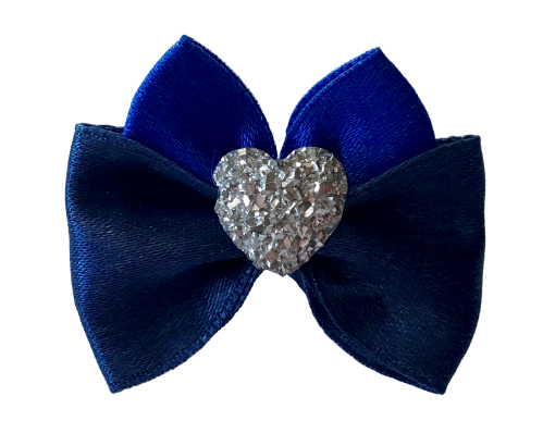 Schleife ,Spange SILVER HEART BLUE-BLACK