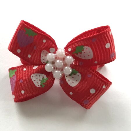 Schleife auf Gummiring  Erdbeere ROT