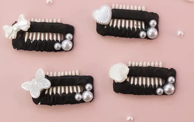 Spange Klipp 2 cm ,Kamm Clip Spange Metall Haarspange Hund schwarz