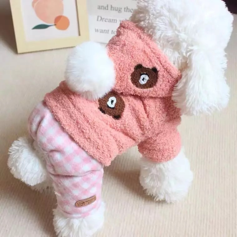 Winteranzug Bärchen rosa dick gefüttert